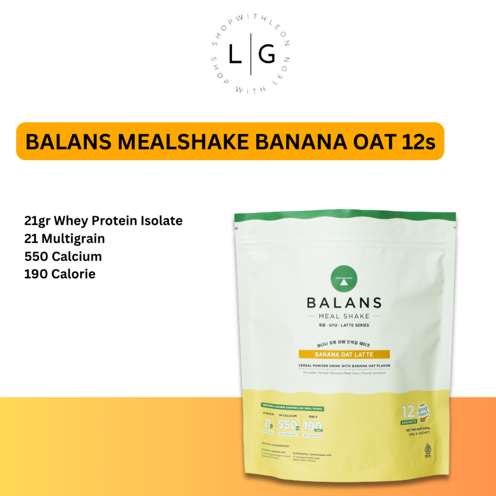 

BALANS Meal Shake UYU Series | Banana Oat Latte | Susu Protein & Tinggi Kalsium Rendah Kalori | 12s