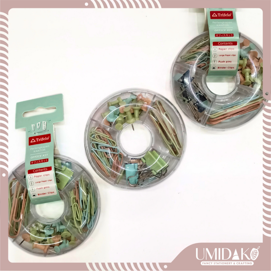 

[UMIDAKO] OFFICE KIT | SET KANTOR | PAPER KLIP SET | SATU SET KEBUTUHAN KANTOR PASTEL TRIFELO