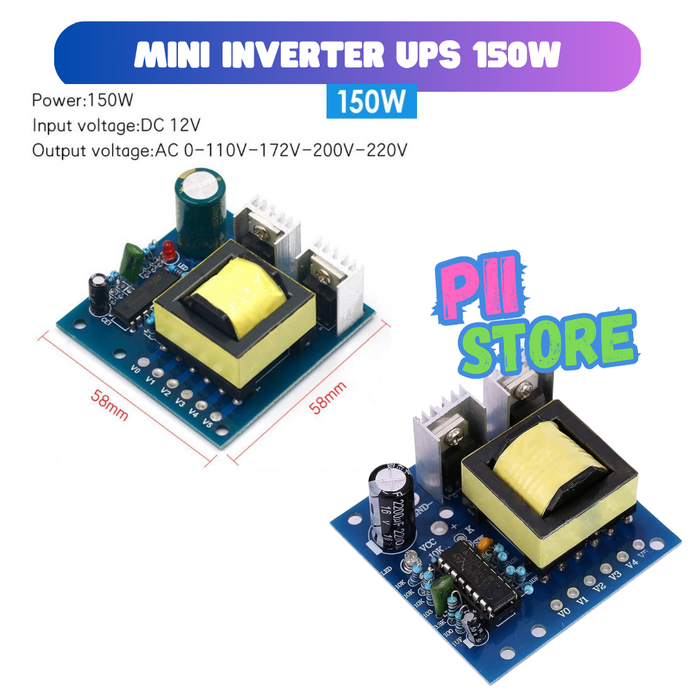 MODUL INVERTER DC 12V KE AC 110/220V 150W FREKUENSI TINGGI MINI UPS
