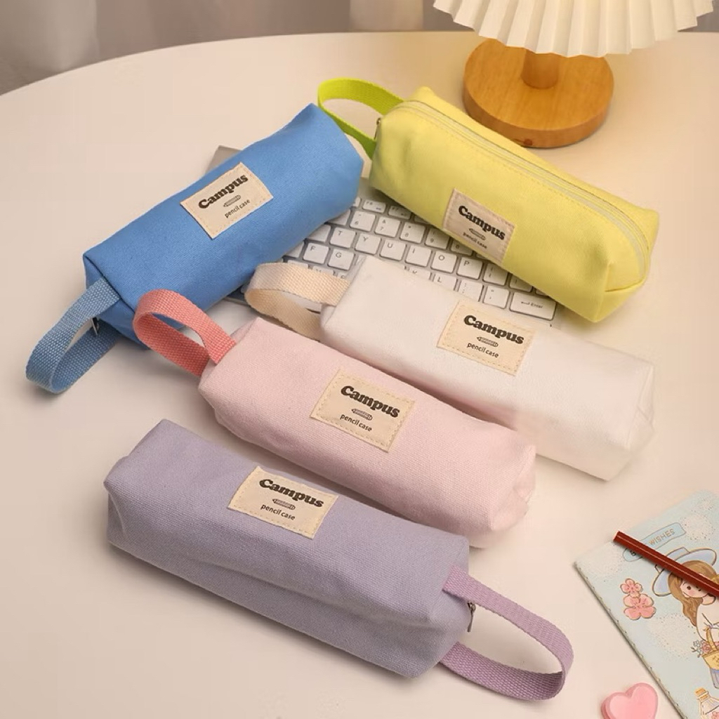 

TEMPAT PENSIL CANVAS CAMPUS Simpel Warna Soft Pastel | MAYUNIKE