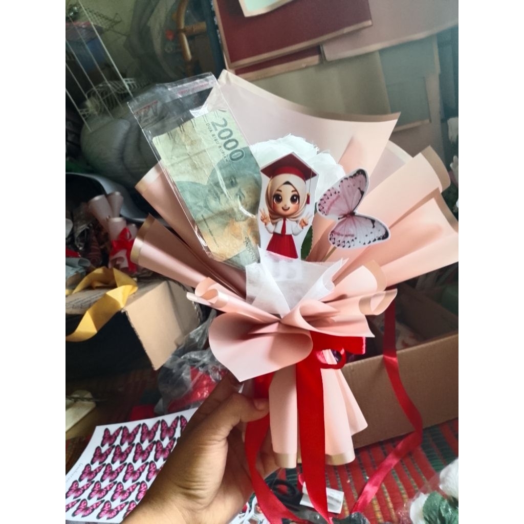 buket mini, anak SD, buket kecil