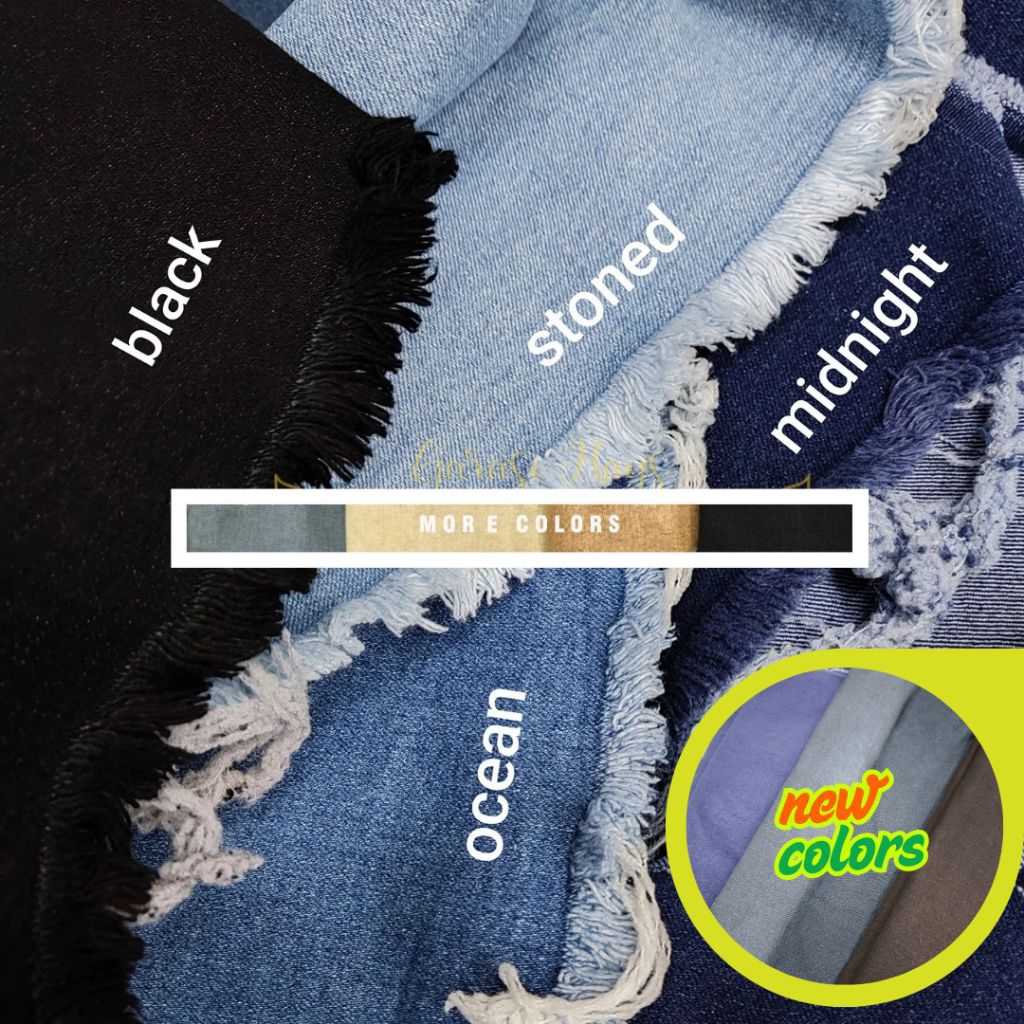 Kain Stretch Jeans Denim Polos Washed Lebar 140cm