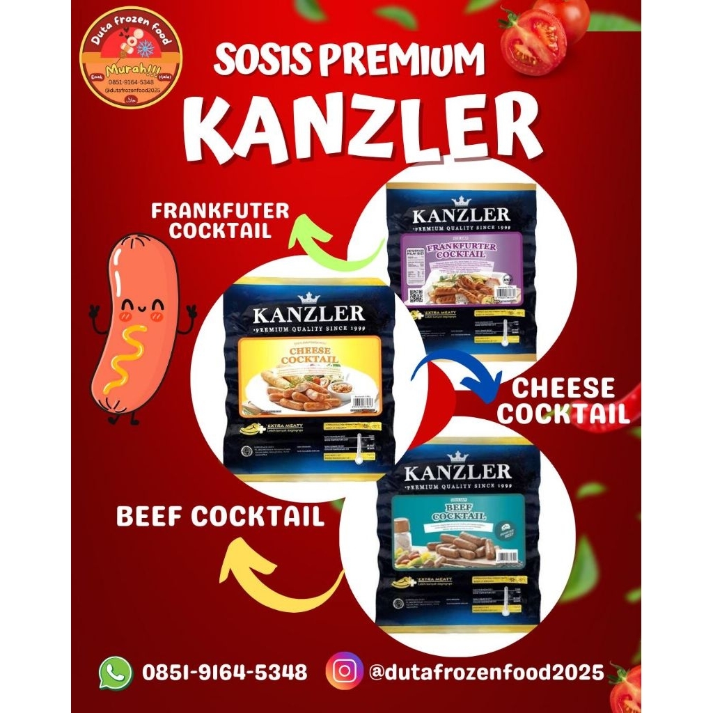

kanzler beef cocktail, cheese cocktail, frankfurter cocktail sosis kenzler 500g