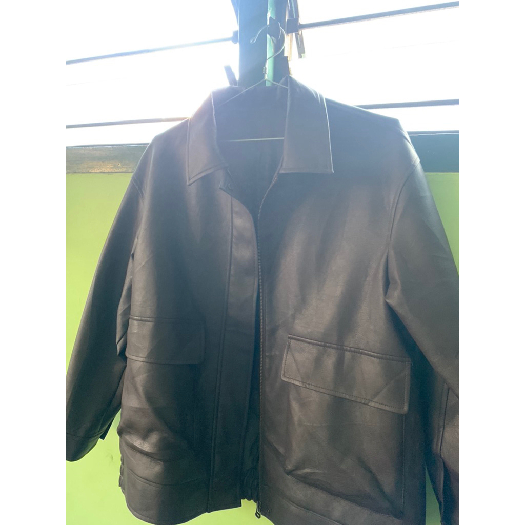 Work leather jacket GU Uniqlo two pocket