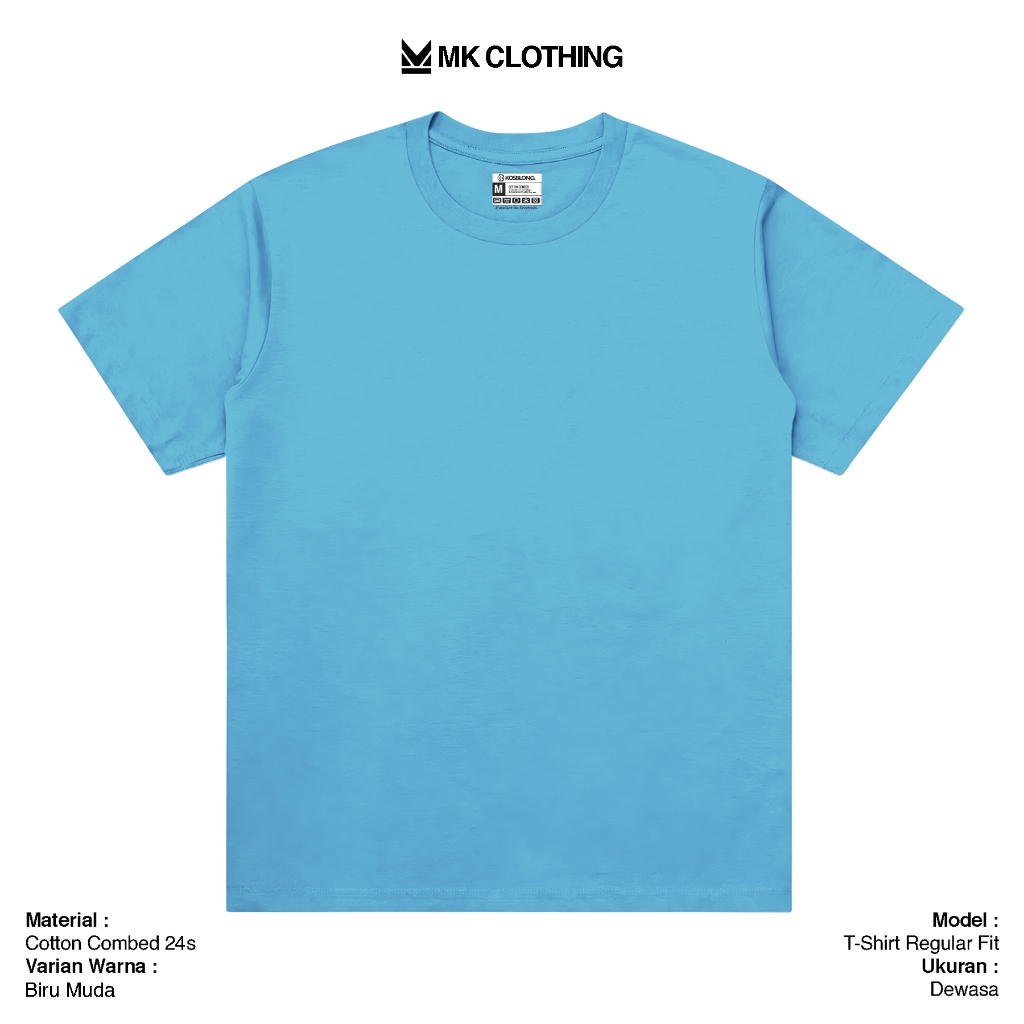 Kaos Polos 24s Dewasa Pria dan Wanita Unisex Lengan Pendek- Biru Muda