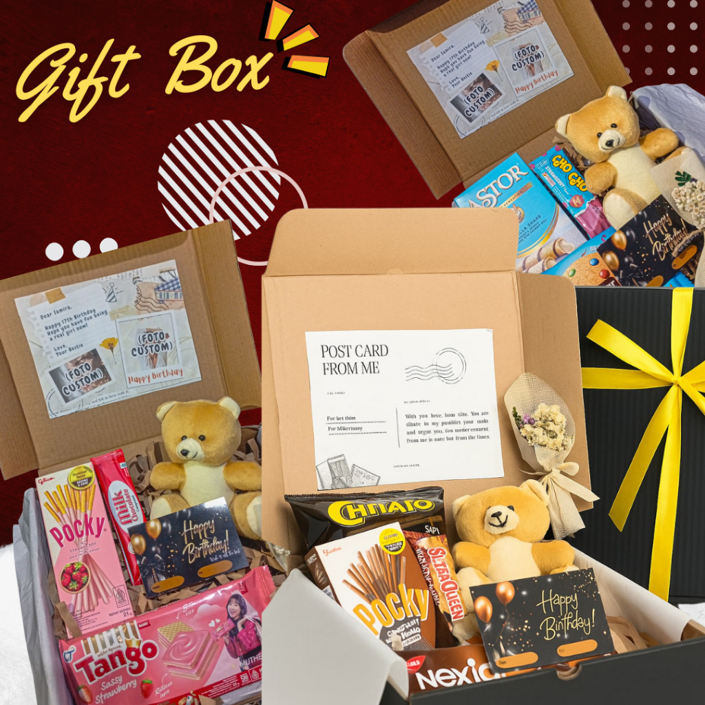 

gift box cewek/ gift box snack cowok/gift box cewek snack/KADO ULTAH / HADIAH SNACK / HAMPERS MURAH / giftbox hampers cewek