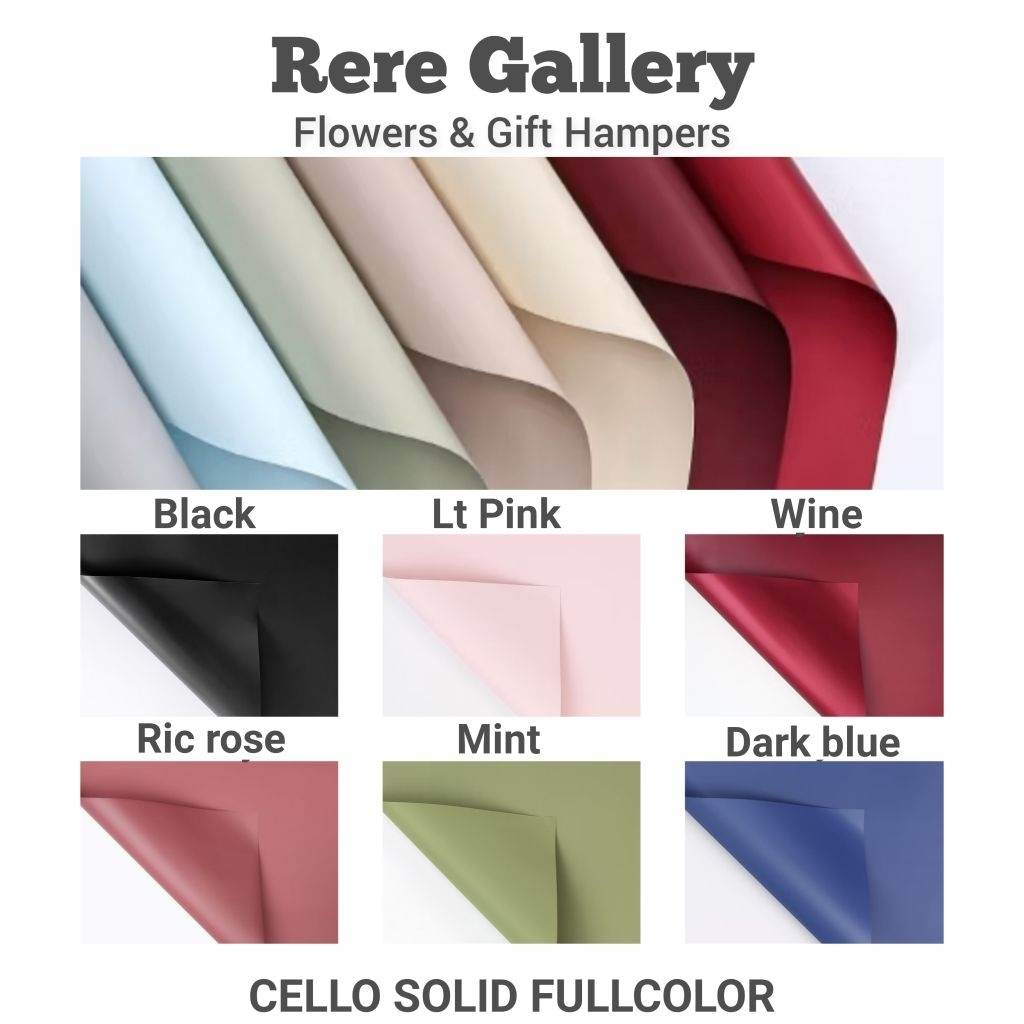 

( 5 LEMBAR ) Kertas buket cellophane SOLID FULLCOLOR