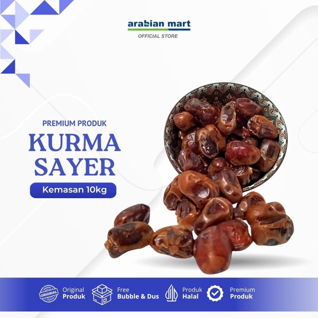 

1 DUS (10 KG) Kurma SAYER Premium 10kg Asli Dubai Untuk Buka Puasa Mesir Madu Golden Valley Sayer ASI Booster Bayi