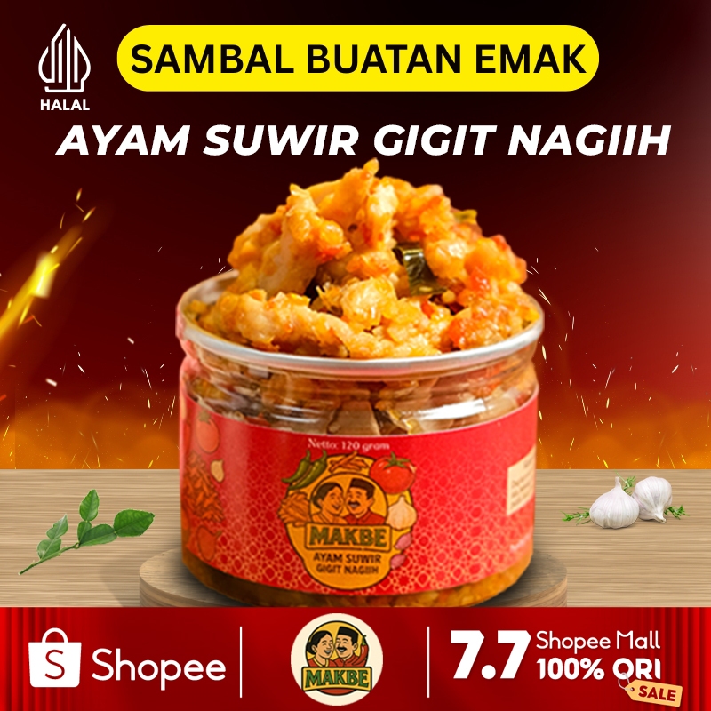 

Sambal Ayam Suwir Daun Jeruk 120 Gram - Sambel Makbe Ayam Suwir - Pedas Kemasan Kaleng Siap Makan Asli Homemade Enak Untuk Lauk - Aneka Spesial Sambal Murah Viral Nagih