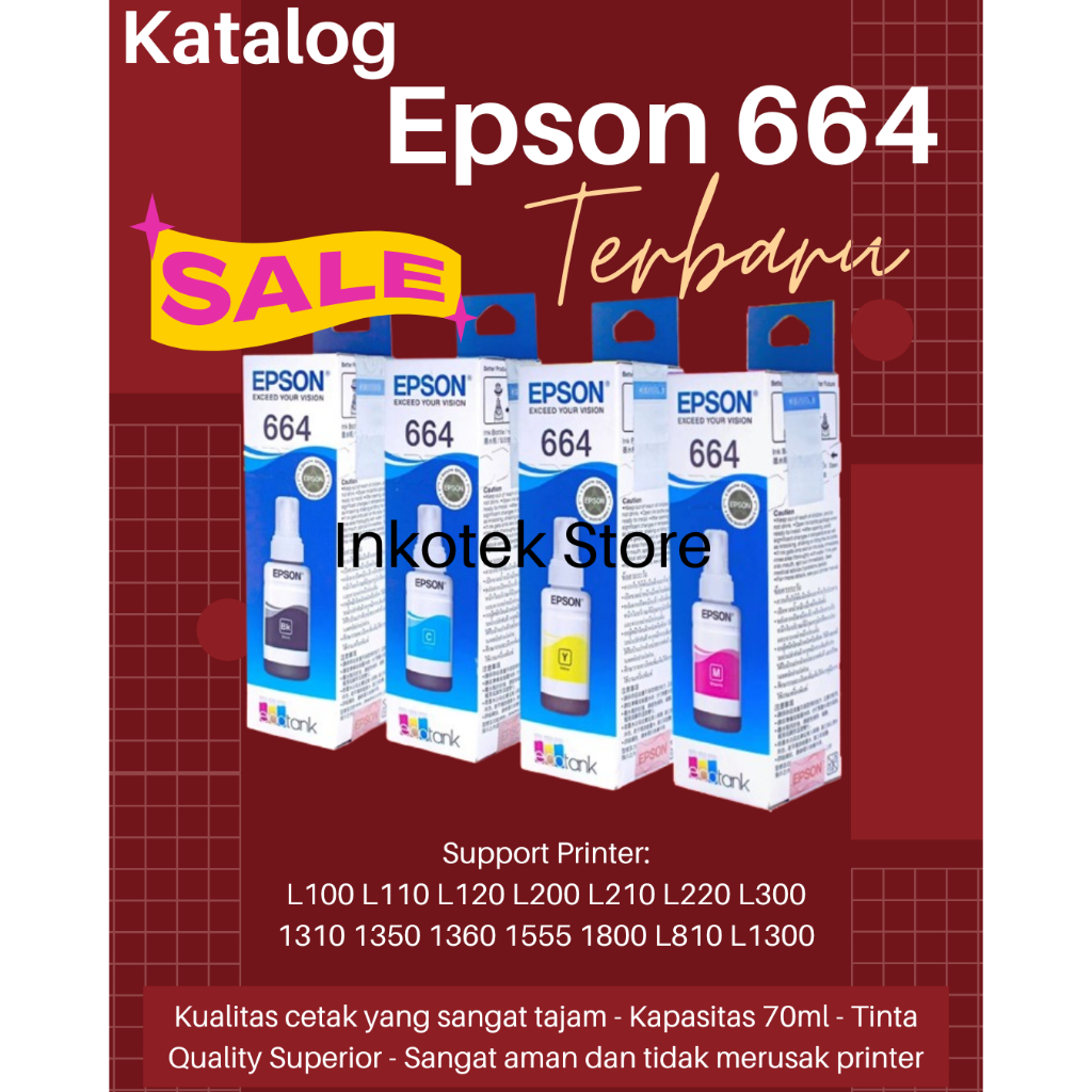 Tinta Epson 664 Original – Untuk Printer Epson L120 L220 L360 L565