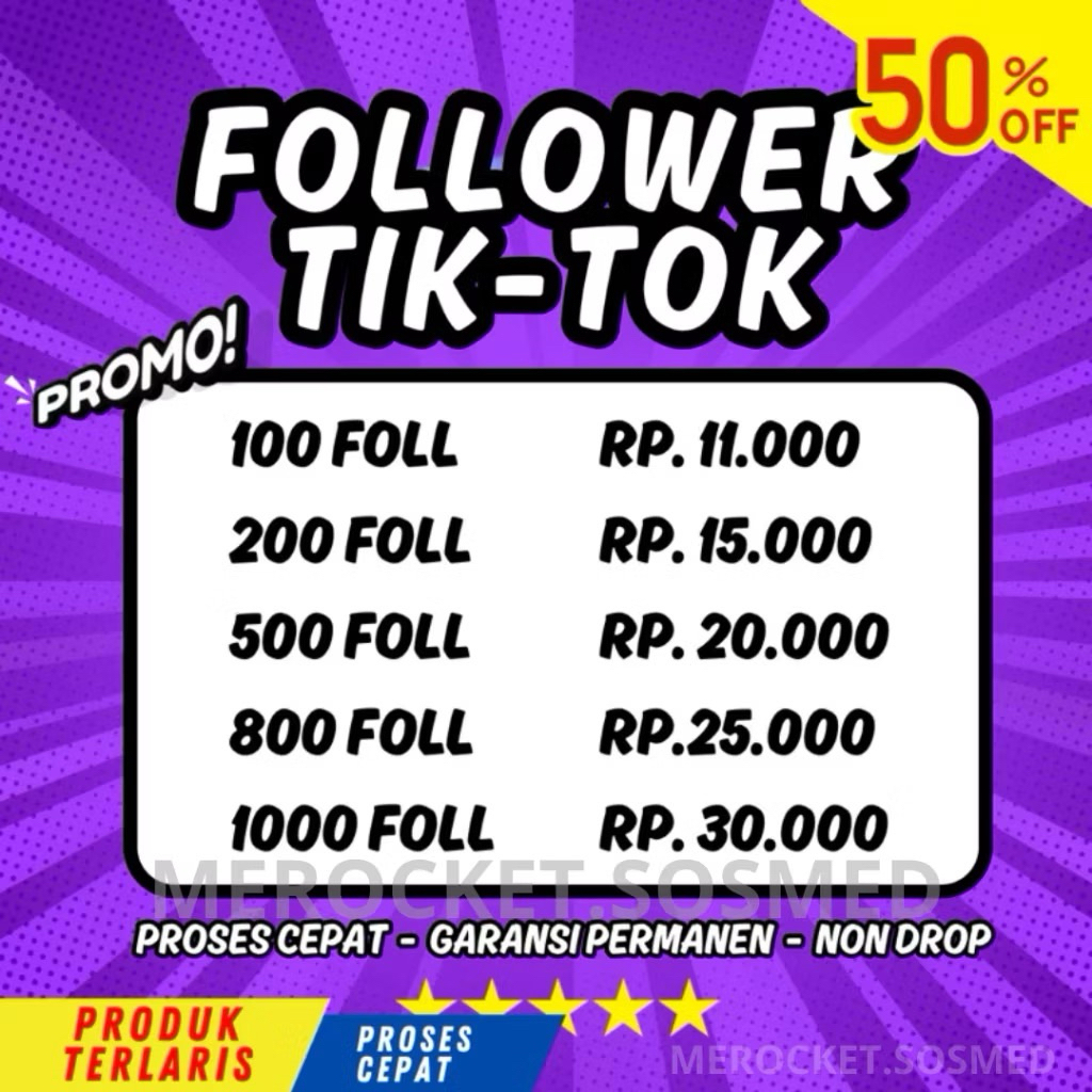 DISKON Followers Tiktok Proses Cepat Premium Best Quality Aktif Murah Bergaransi 1000 Follow Tik Tok