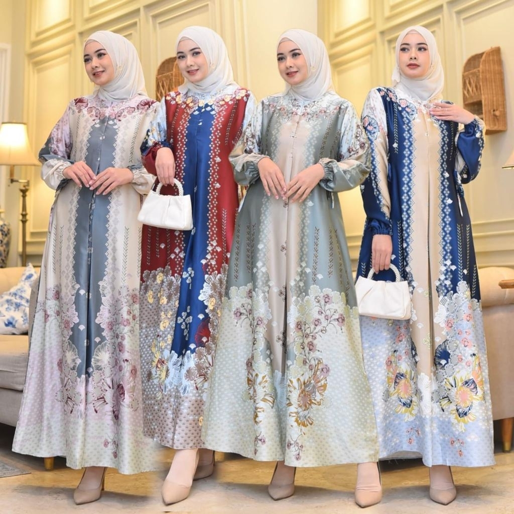 Kareema.Luxury Gamis Dress Wanita Seragaman Muslim Silk Luxury Busui Friendly Jumbo Terbaru
