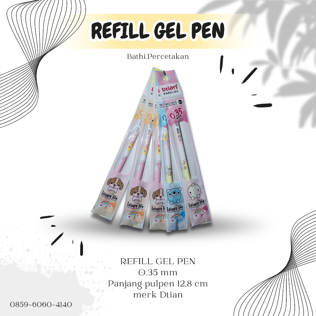 

(PCS) Dtian Refill Gel Pen Ø.35 mm Panjang Pulpen 12.8 cm