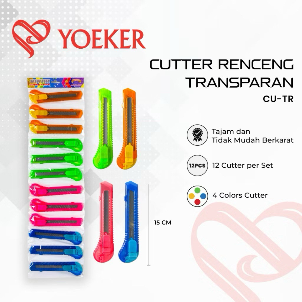 

( 12 pcs ) Cutter Cuter Transparan Besar 1 Lusin