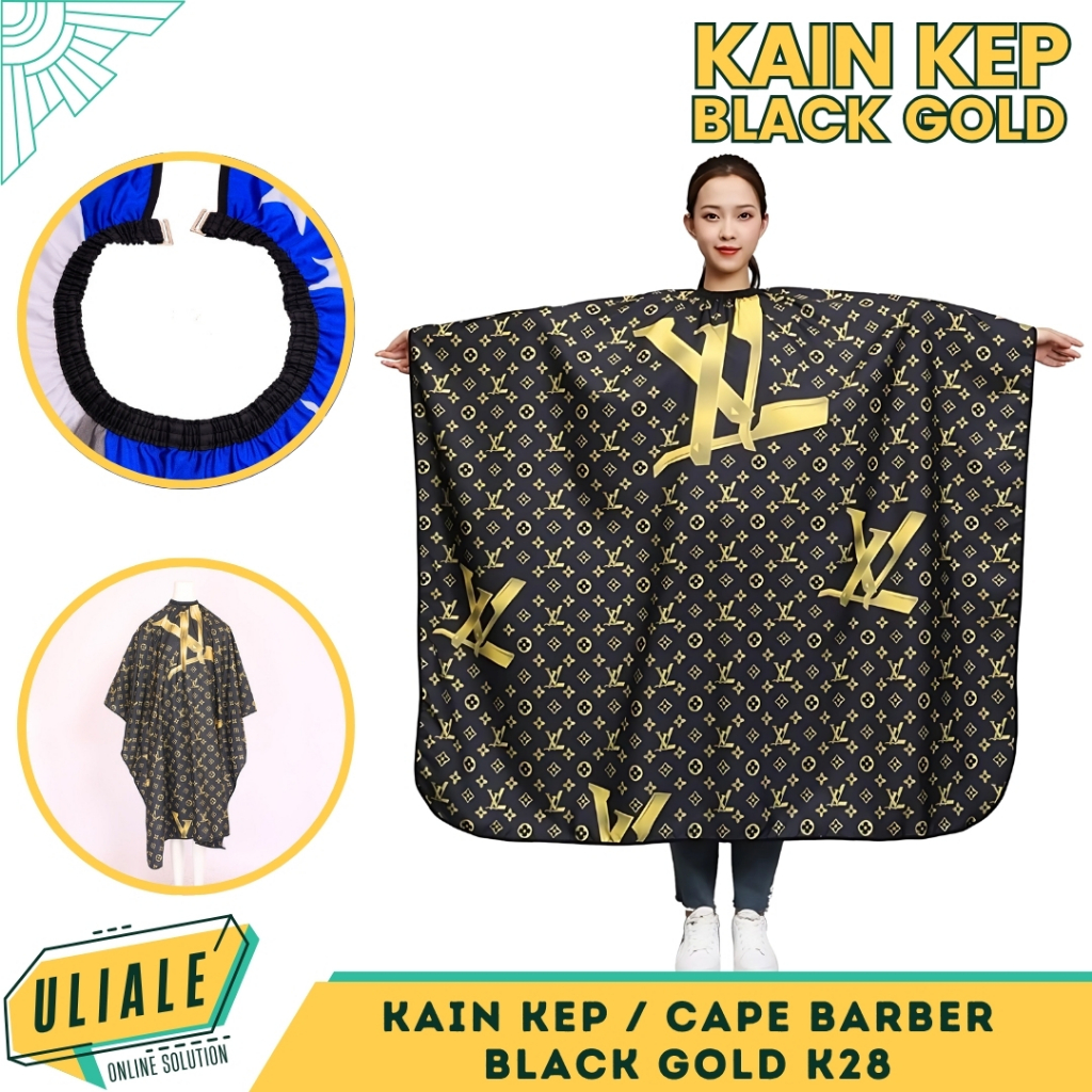 Kain Kep Kain Cukur Rambut Kain Kip Kain Barber Kain Potong Rambut Motif Black Gold K28