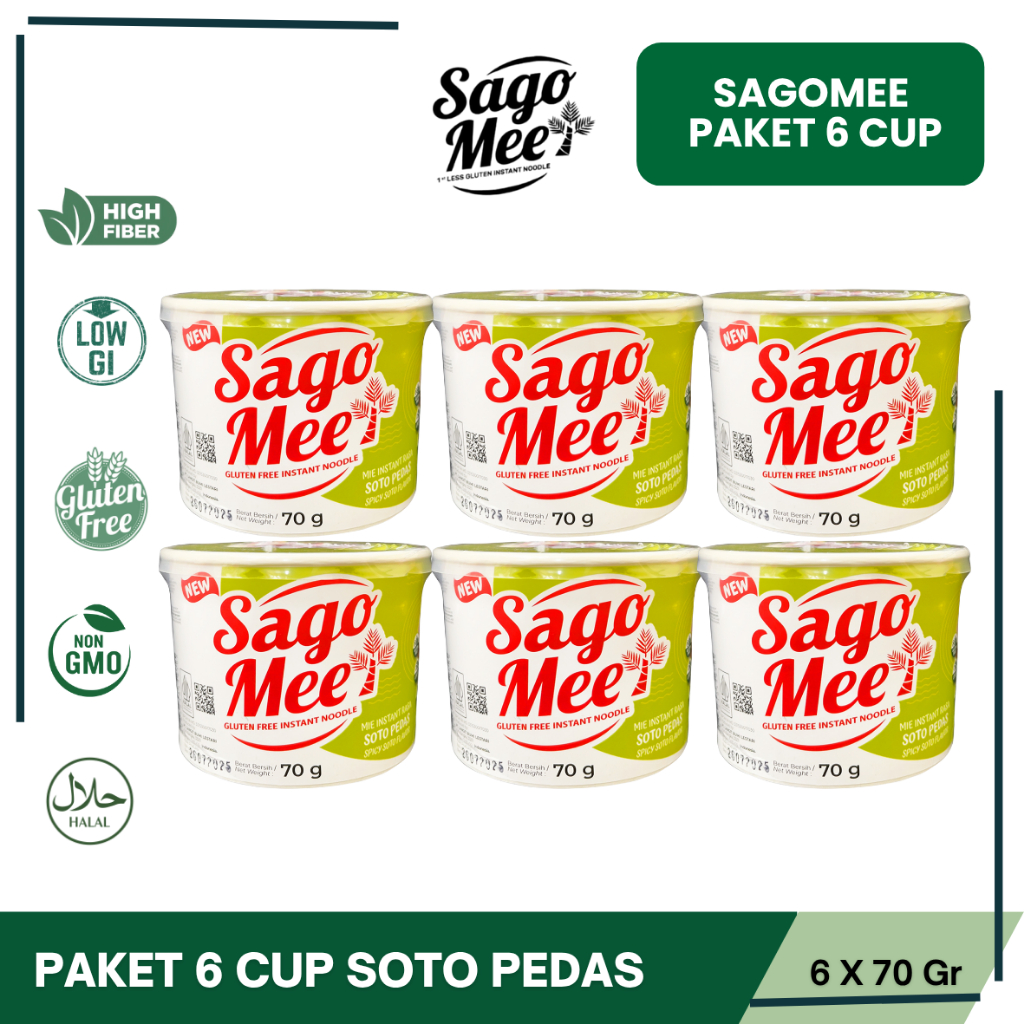 

PAKET 6 CUP SAGOMEE SOTO PEDAS MIE INSTAN GLUTEN FREE