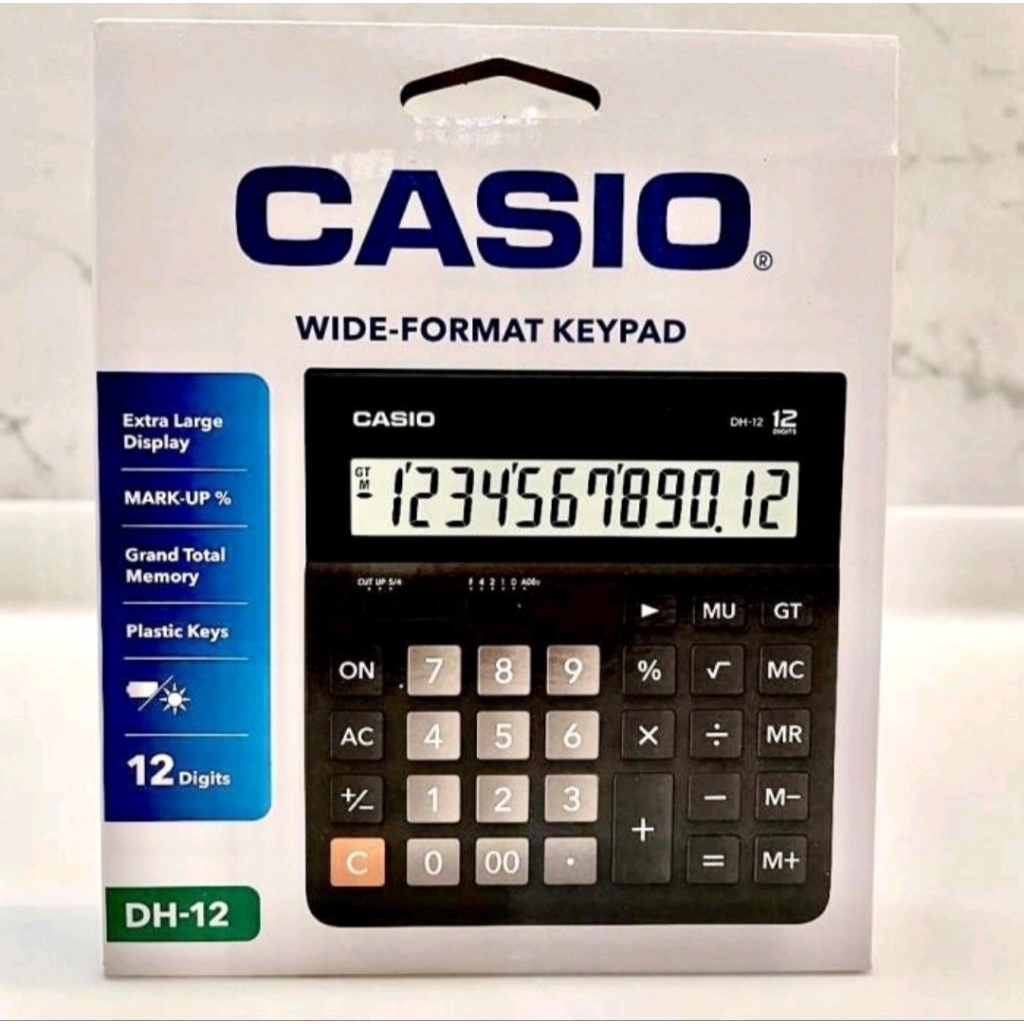 

Calculator CASIO DH-12, wide-format keypad, Black & white