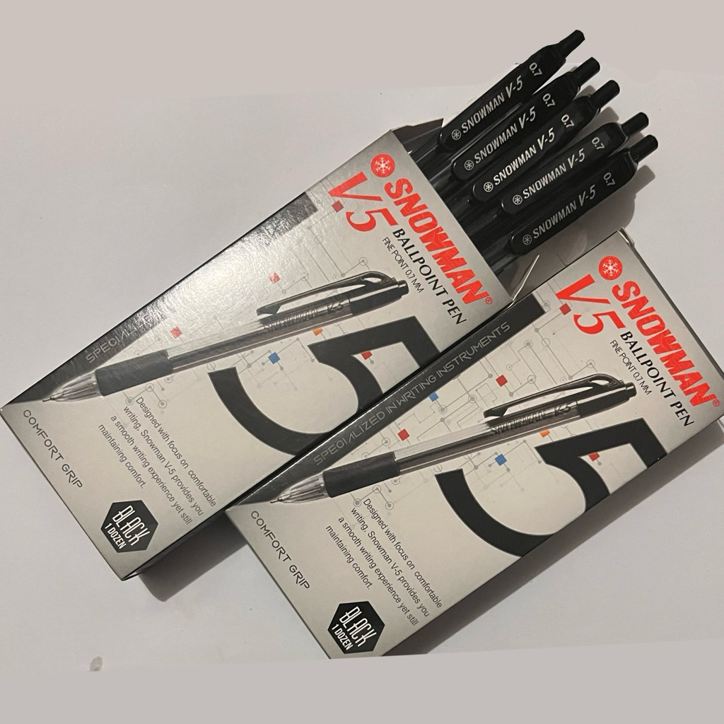 

Pulpen Snowman V-5 Black – Tinta Hitam Tajam & Lancar | Ballpoint Pen 0.7mm (1Pcs)