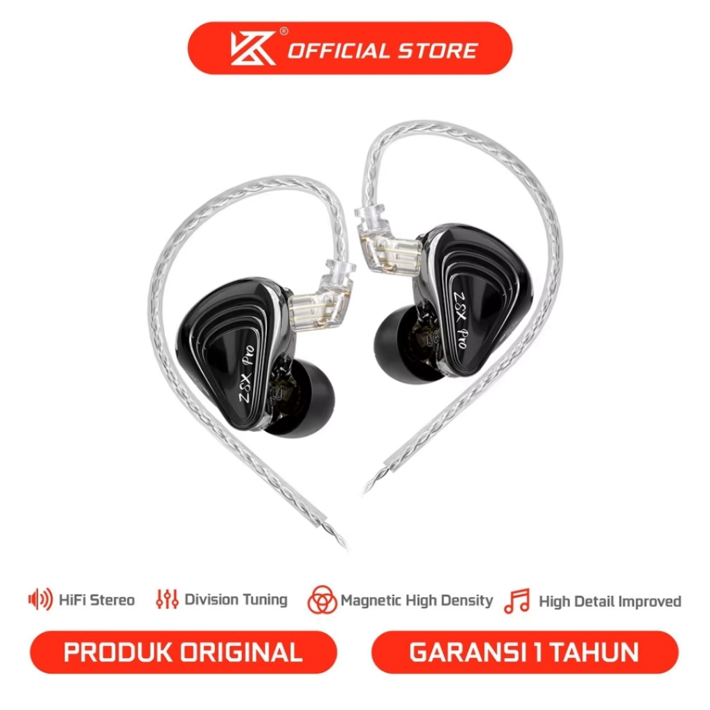 [KZ Official Store] KZ ZSX Pro with Mic 1DD 5 BA In Ear Monitor Metal Earphone