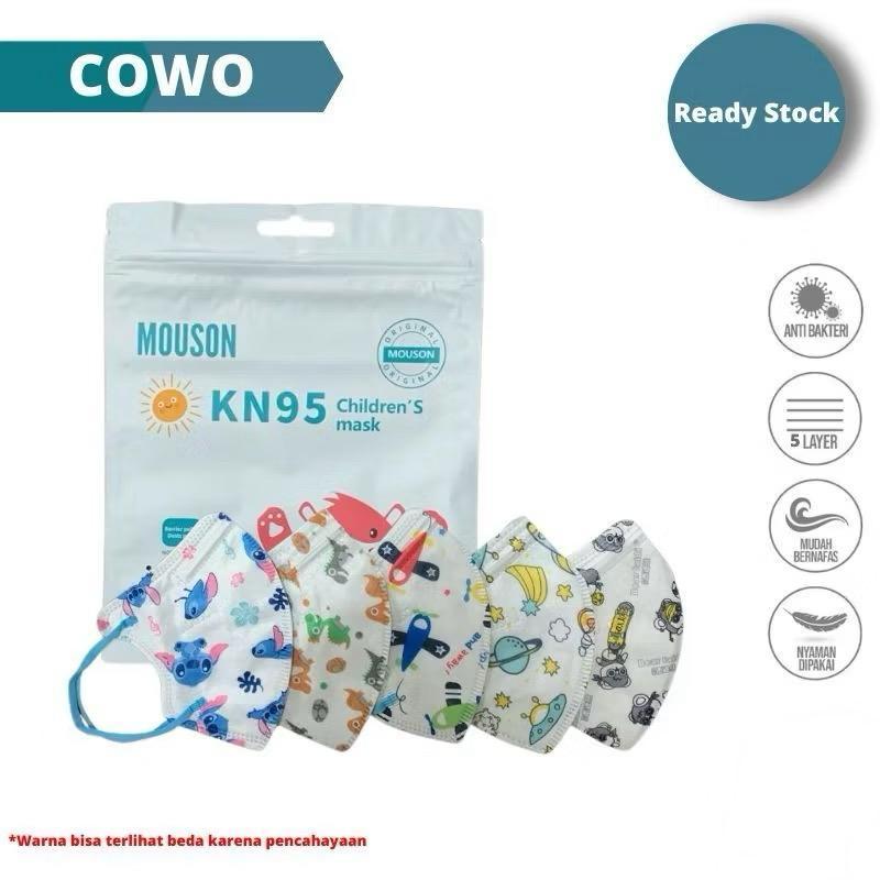 KoboiKids - Masker KN95 Anak MOUSON PREMIUM Isi 1 Pcs Boy Campur Earloop Nyaman (Motif Random)