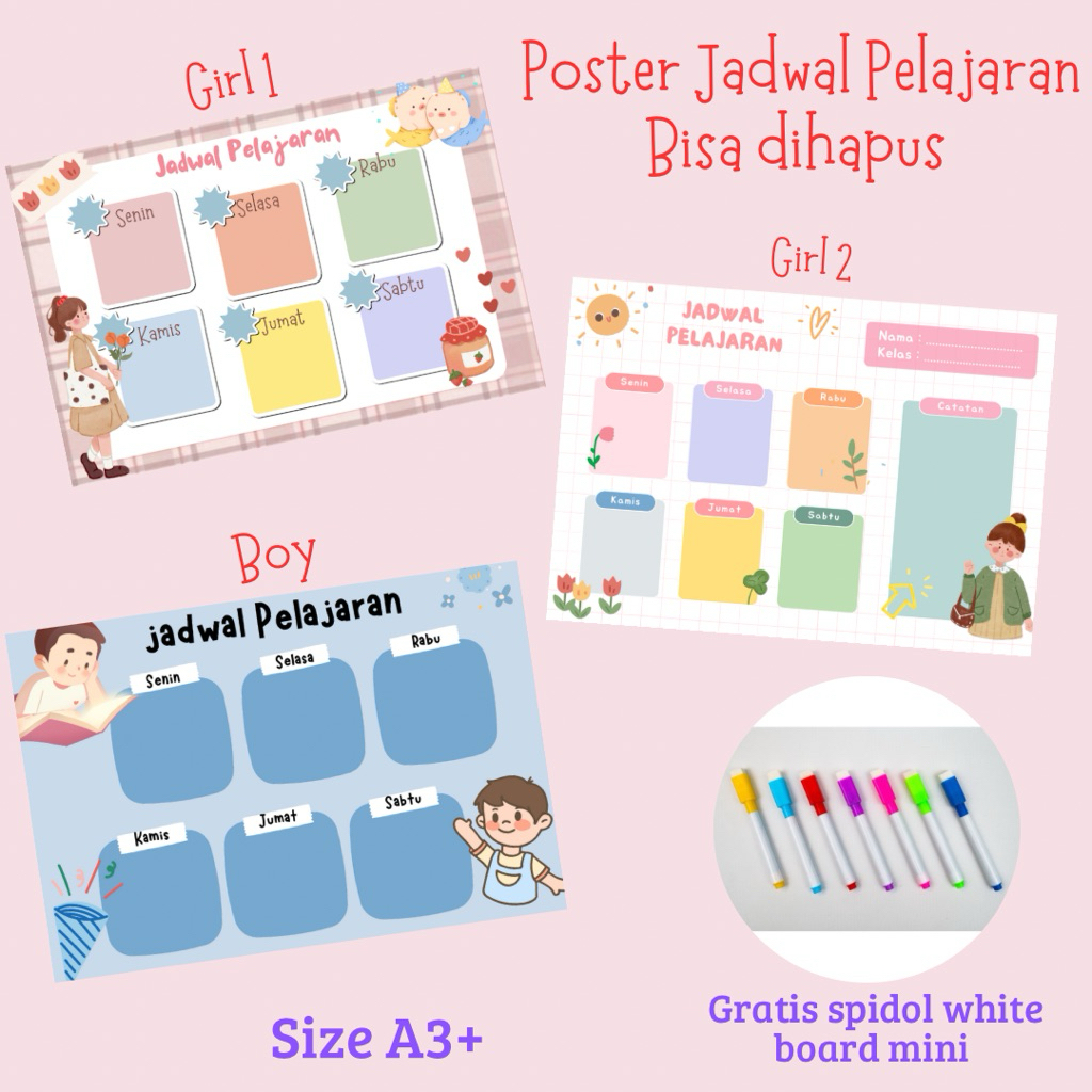 

Poster Jadwal pelajaran bisa dihapus / wipe clean