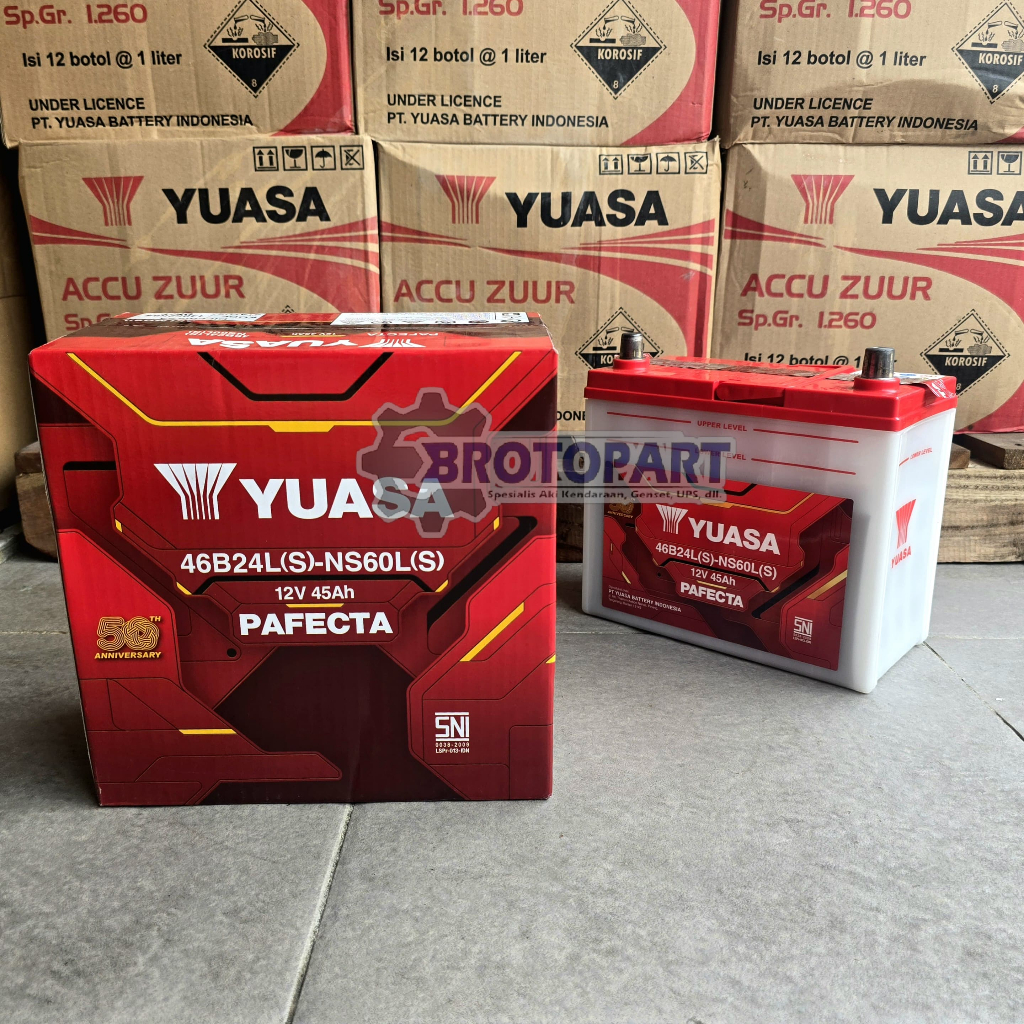 Aki Mobil YUASA NS60LS 46B24LS Aki Basah 12v 45Ah ORIGINAL YUASA