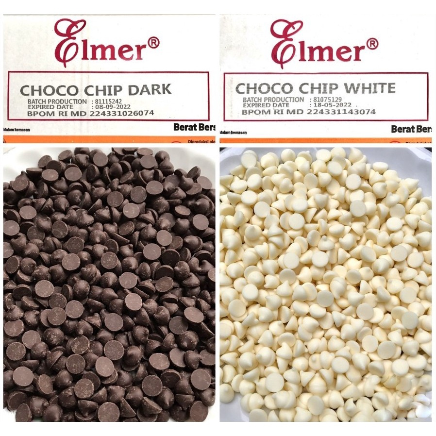 

Elmer Dark Choco Chips White Choco Chips 500 gram dan 100gram