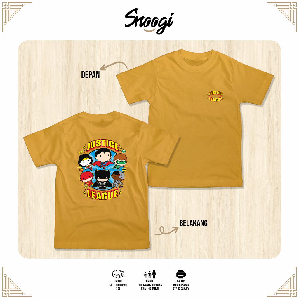 Kaos Anak & Remaja Laki Laki Perempuan 1-17 Tahun JUSTICE Cotton Combed 30s