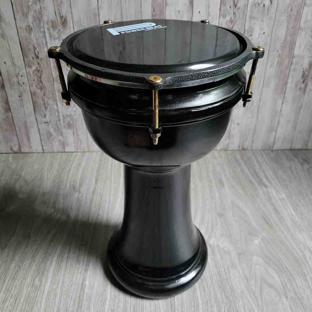 Calti Darbuka Dumbuk Pinggang 8 inch Hitam Polos Mika Power Beat Ukuran Besar Suara Standar