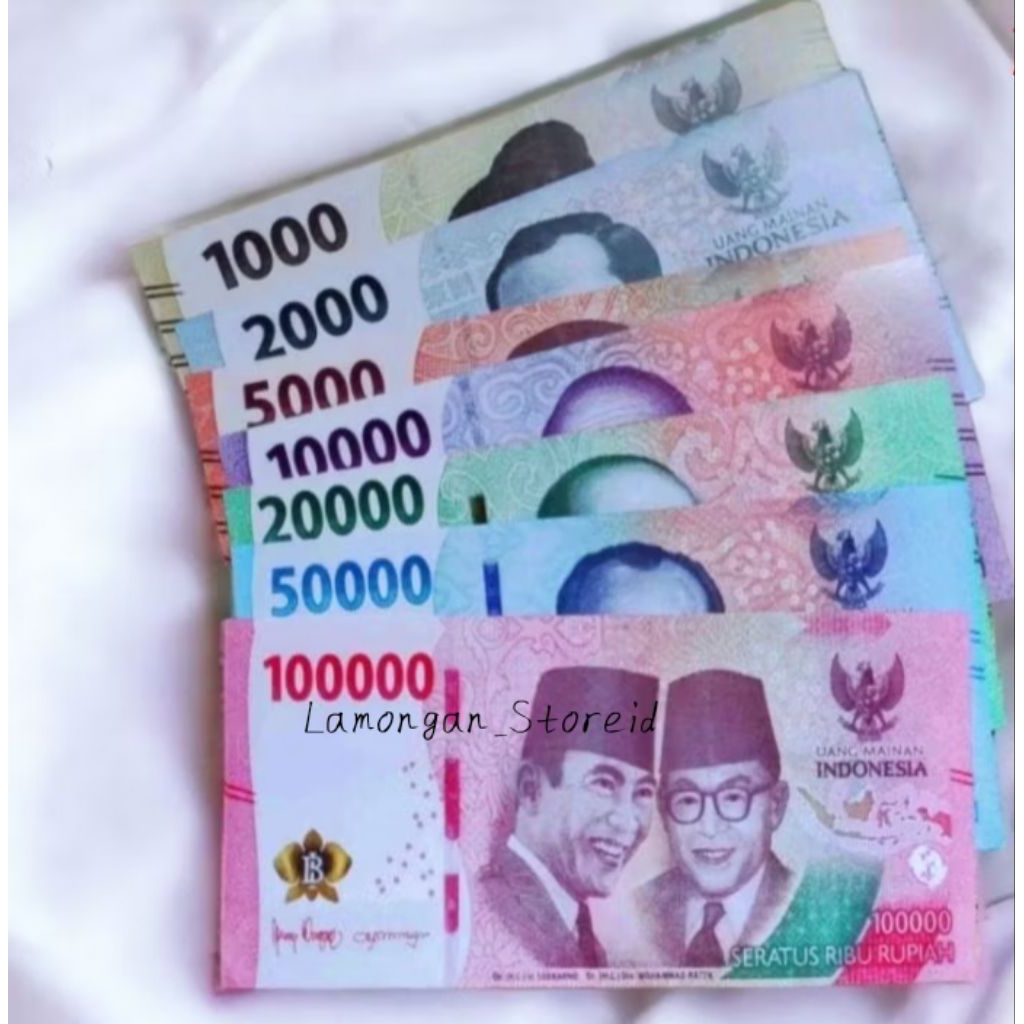 (Ecer) Uang Mainan Per Lembar / Uang Mainan Baru Accessories Mahar / Uang Mainan Buket Wisuda / Uang