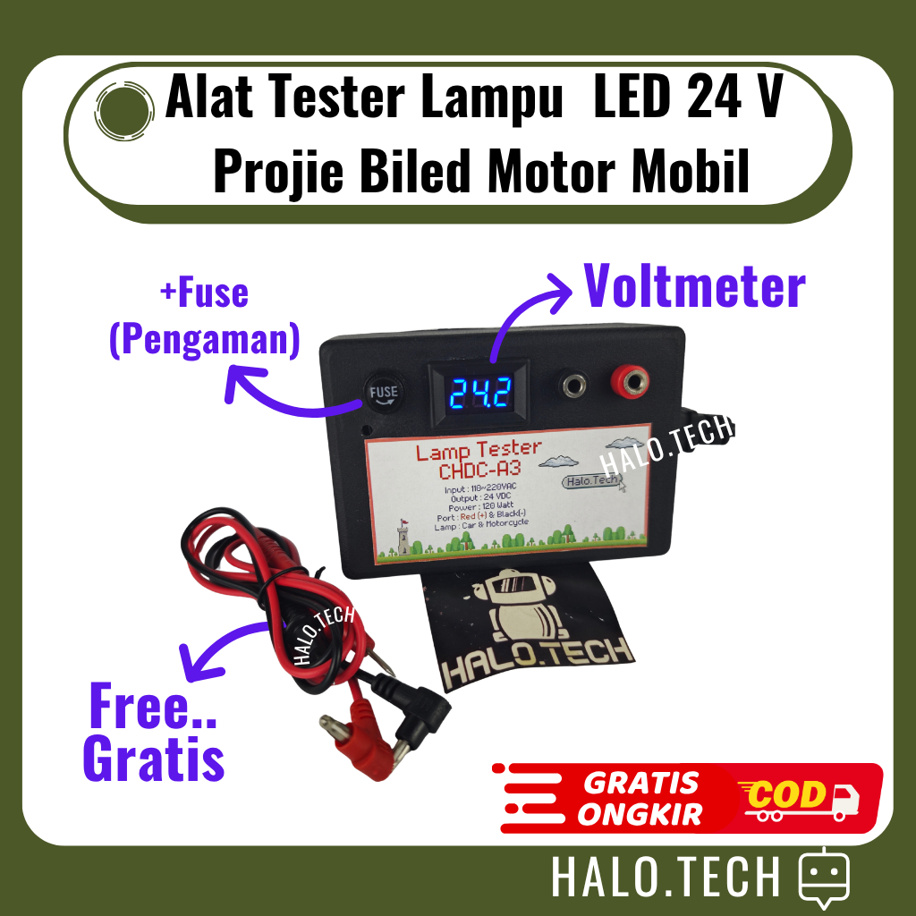 Alat Tes lampu Tester lampu Motor Mobil Biled Projie Bohlam LED Halogen 24 Volt