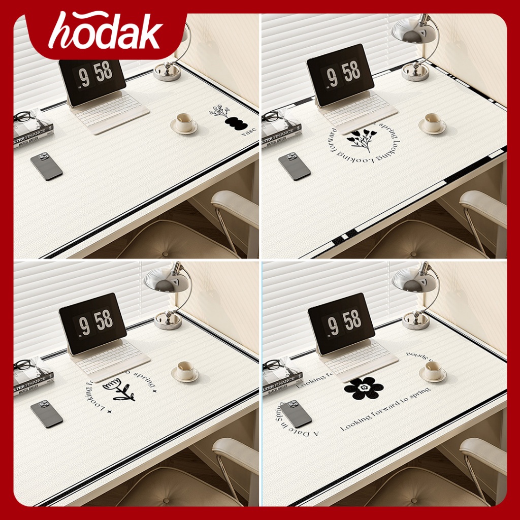 Hodak Taplak Meja Hitam Putih Estetik Minimalis PVC - Alas Meja Kantor Belajar Bisa Custom