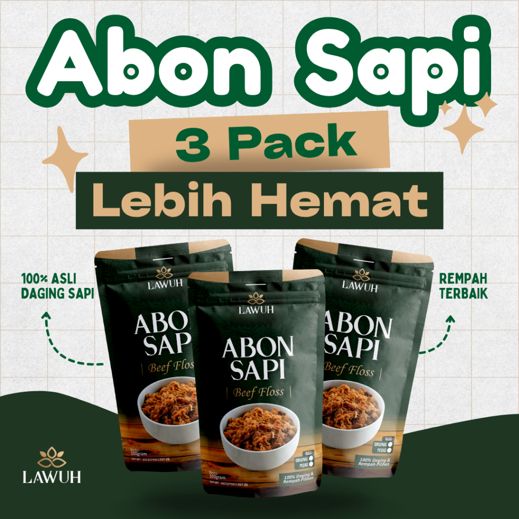 

Abon Sapi ENAK ORIGINAL 3 Pack Abon Sapi Lebih Hemat