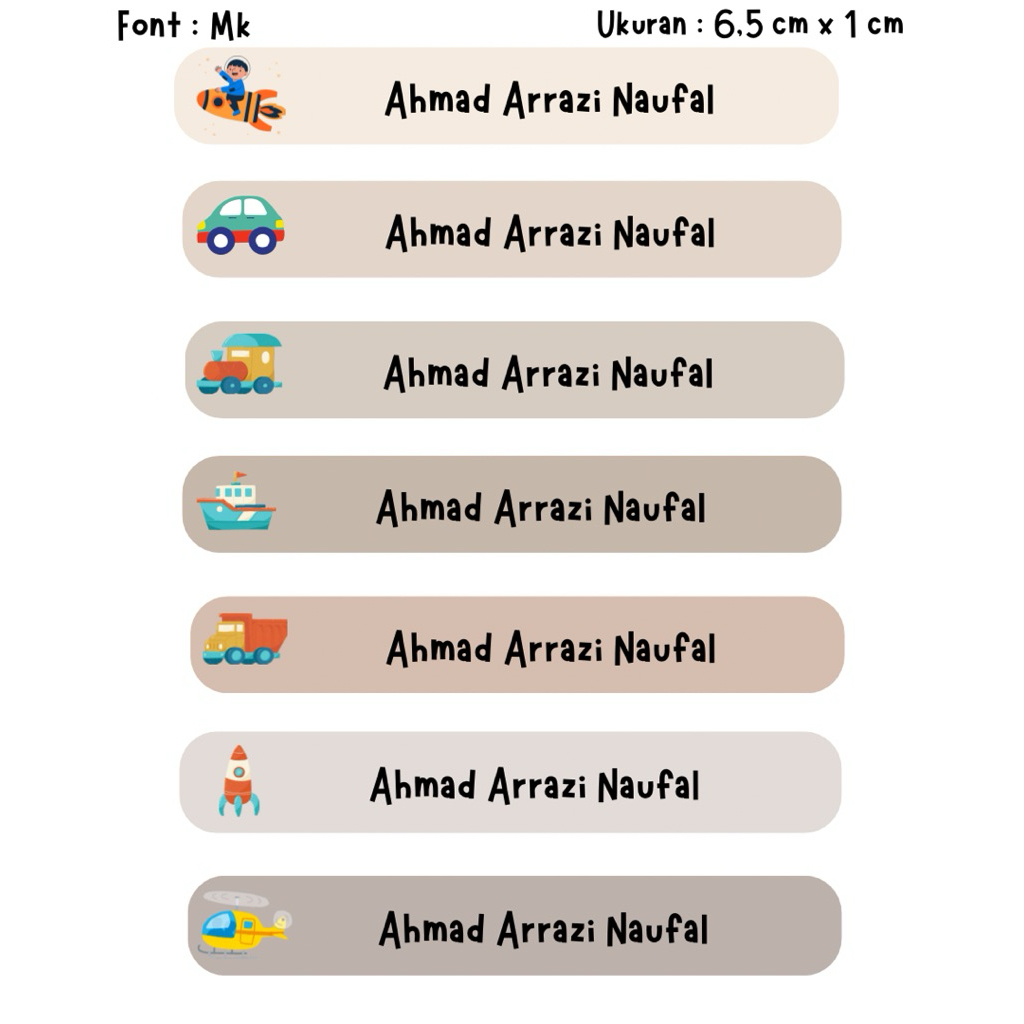 

Sticker Nama Waterproof 70 pcs Sticker Buku Alat Tulis dengan Gambar