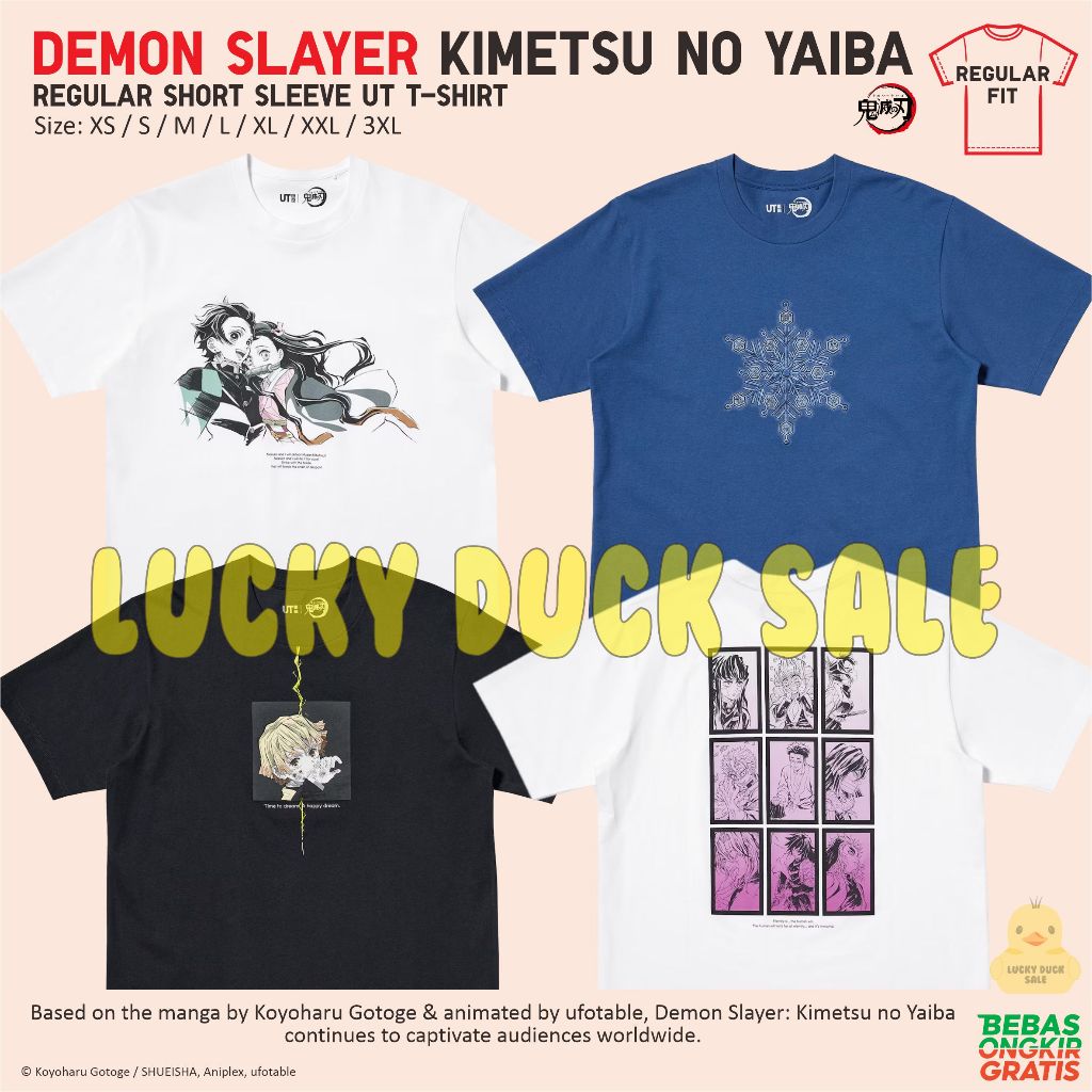 UNIQLO Demon Slayer UT Shirt Kaos Kimetsu no Yaiba Katun Tanjiro Nezuko Zenitsu Akaza Hashira