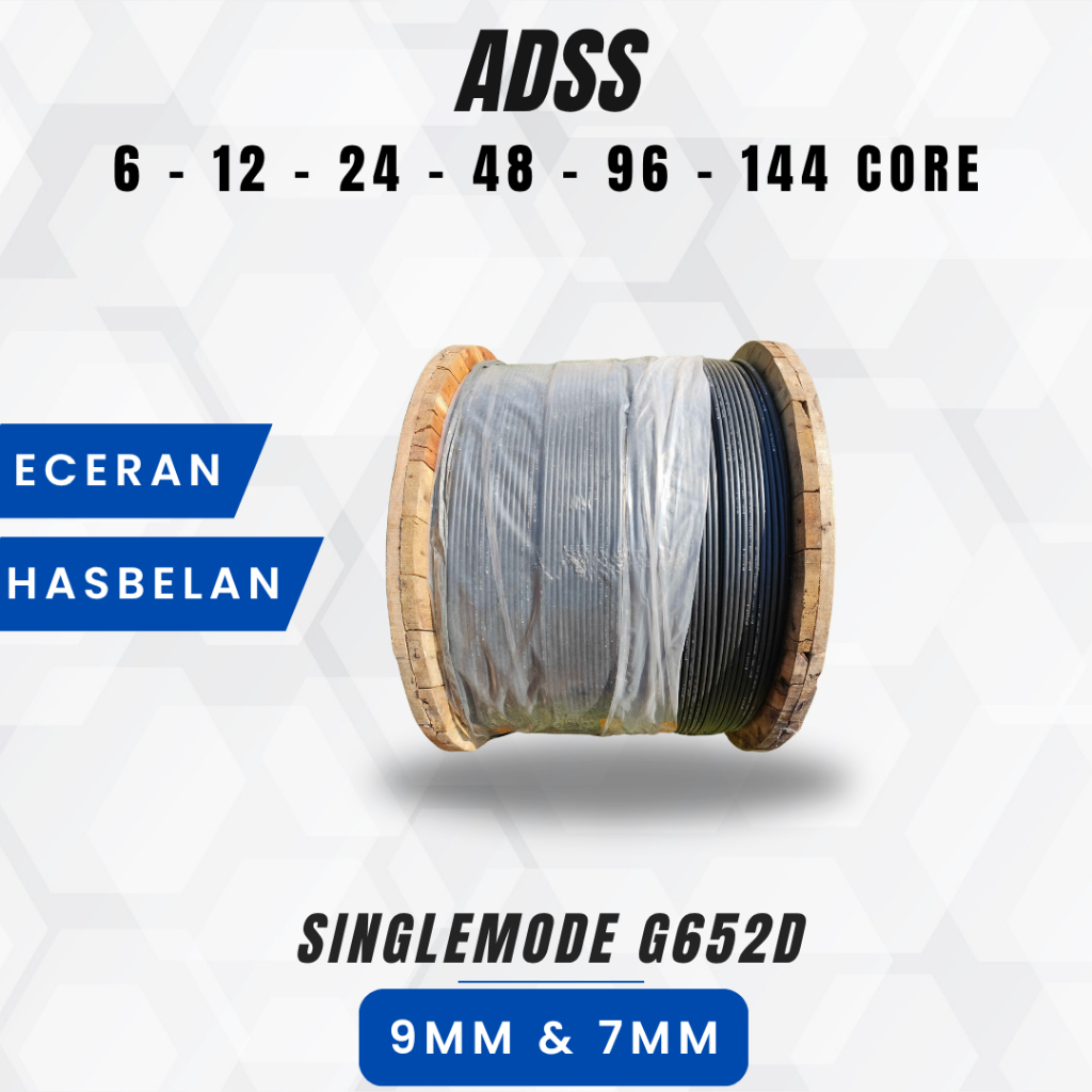 Kabel FO 6 12 24 48 96 144 core ADSS 9mm+