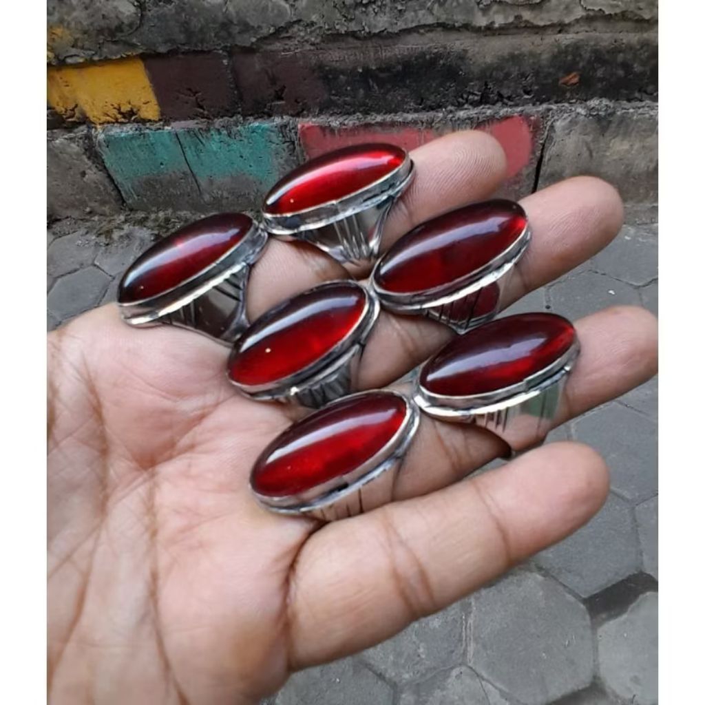 cincin batu delima merah siem pandan jumbo mban monel tanam