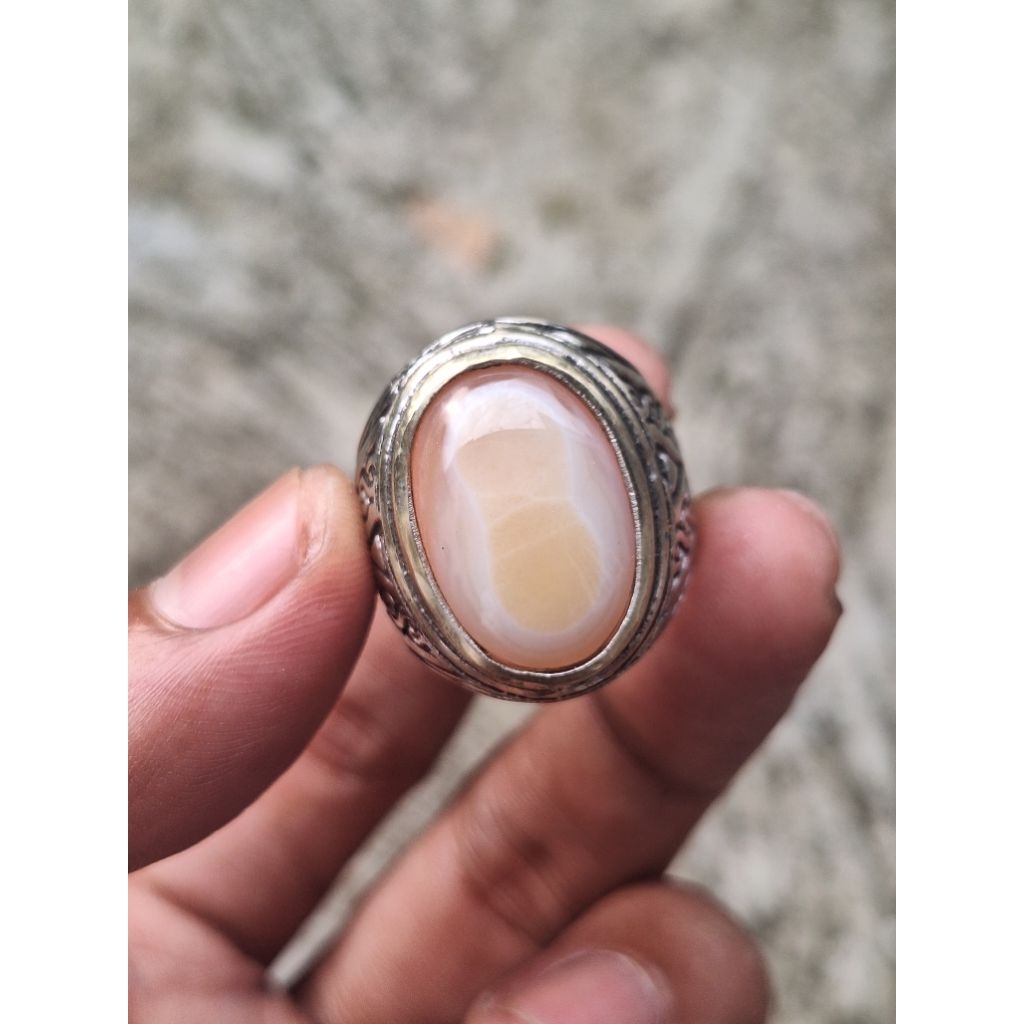 Batu akik natural motif angka 8 ring alpaka super