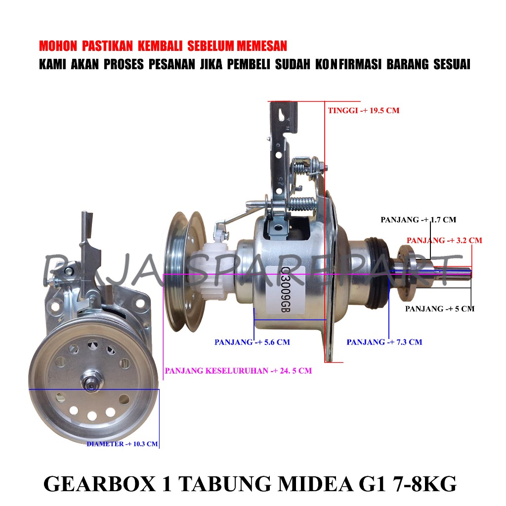 G1TMD7 GIRBOX MESIN CUCI / GEARBOX 1 TABUNG MIDEA G1 7-8KG