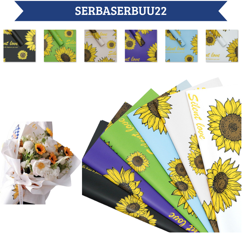 

Isi 20 LEMBAR Kertas Buket Bunga Solid Motif Bunga Matahari Daisy Flower Wrapping Paper Cellophane Waterproof KB064 SS22