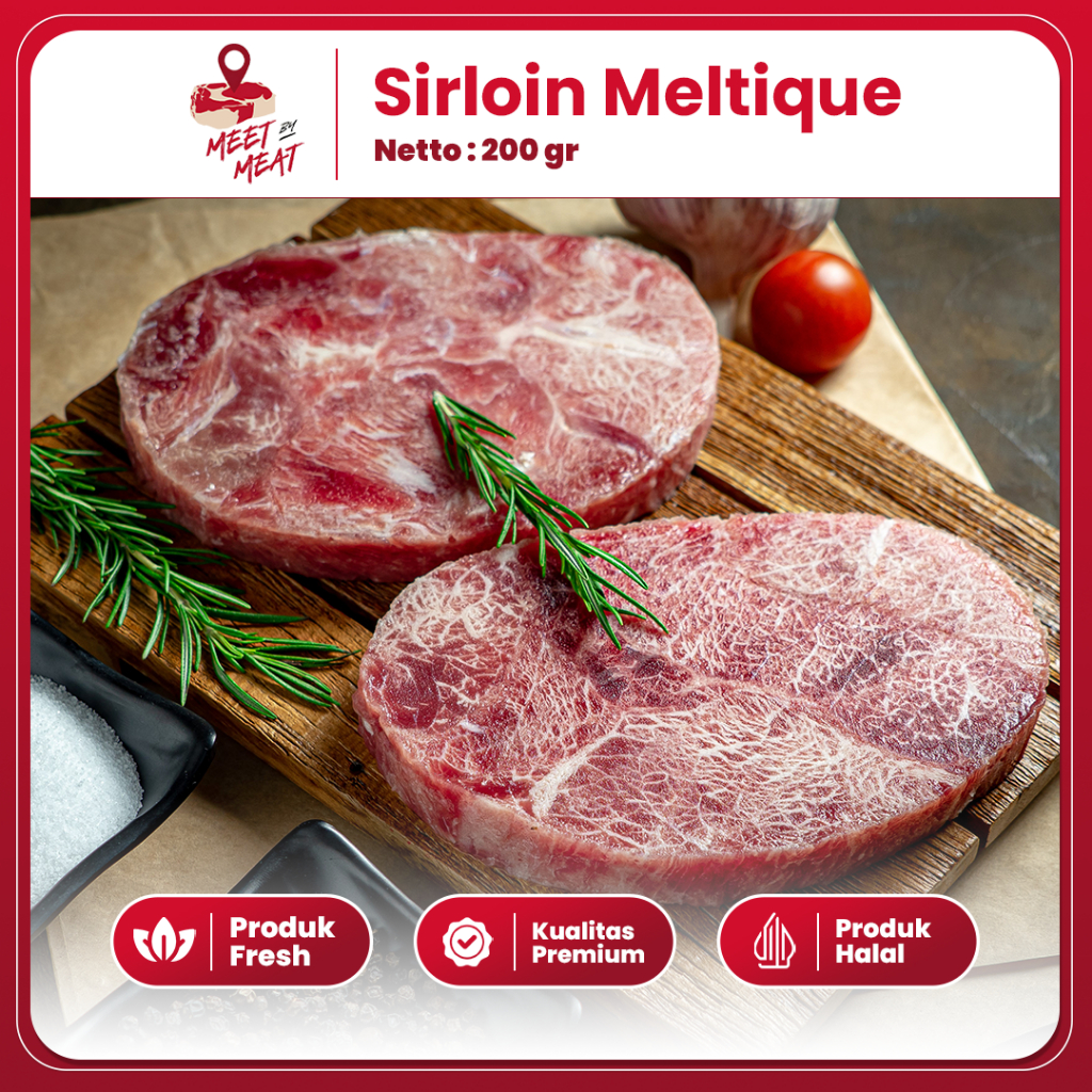 

Sirloin Meltique Steak Daging Sapi Pilihan Berat 1kg Juicy Gurih Empuk Kualitas Terbaik Meetbymeat