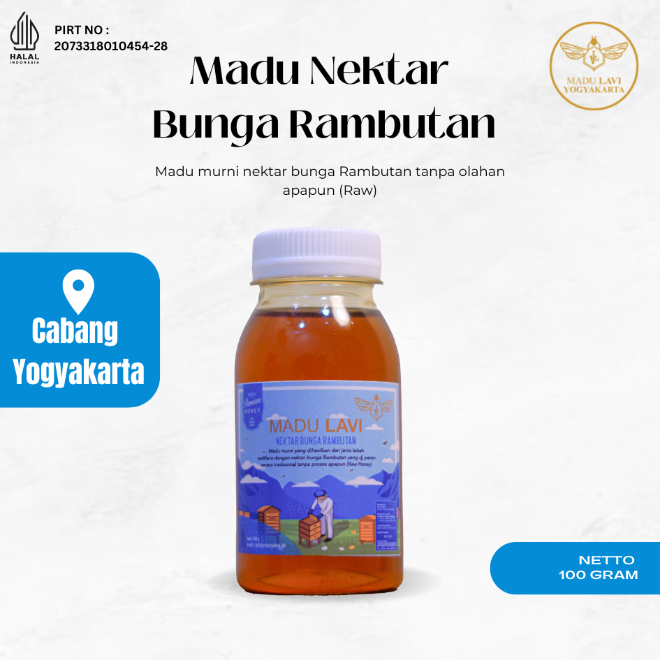 

[Wajib Beli] Madu Lavi Kecil Berkhasiat dari Nektar Bunga Rambutan kemasan 100 gram Honey