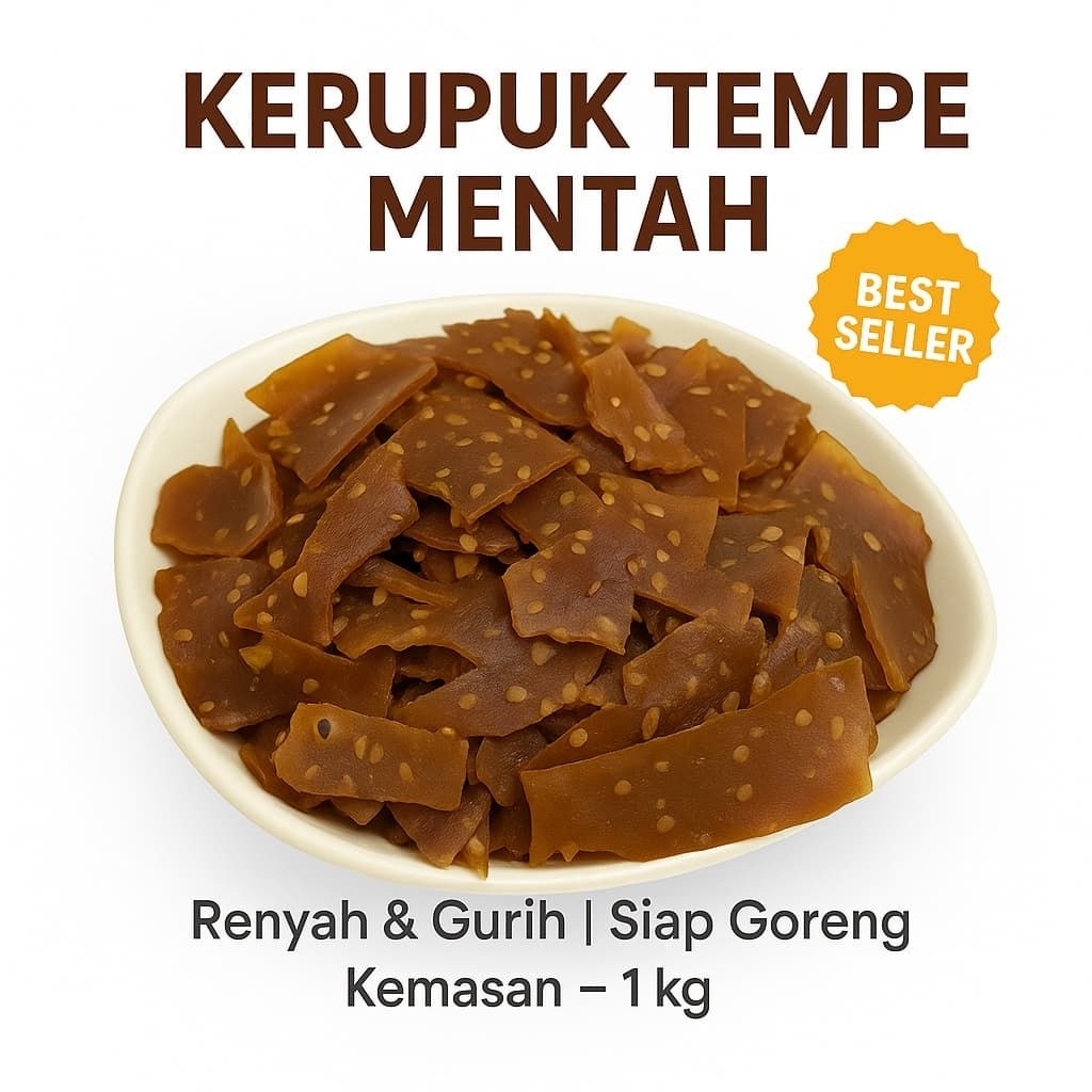 

krupuk mentah remukan siap goreng varian tempe, gurih renyah kemasan 1kg