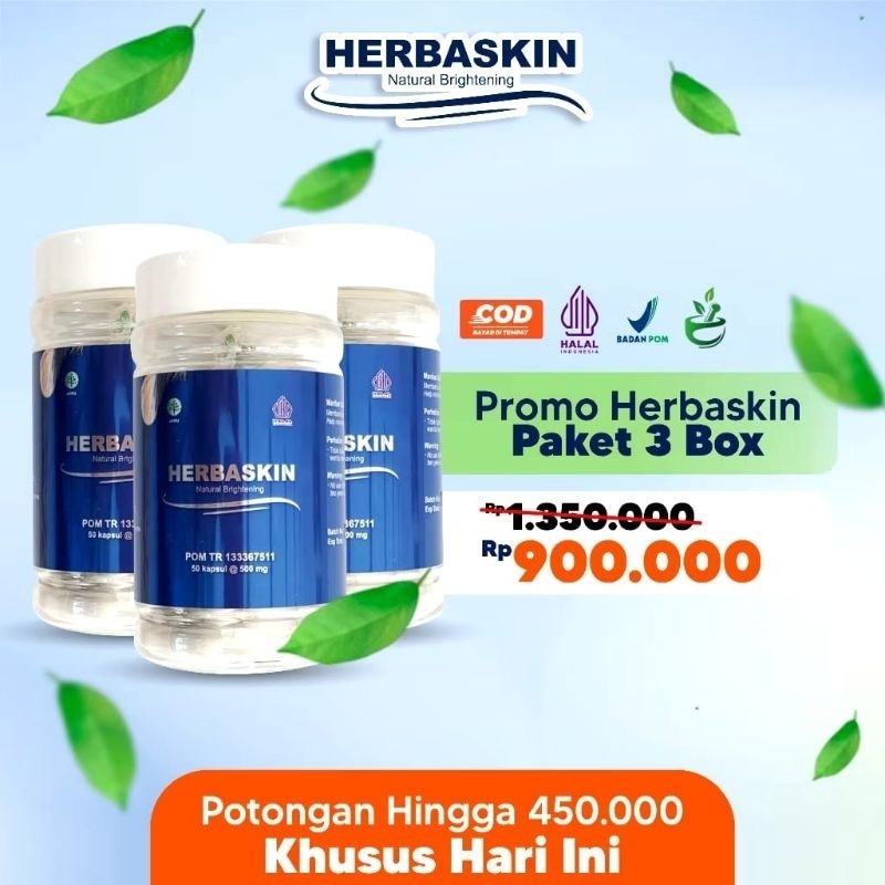 3 BOX HERBASKIN NATURAL BRIGHTENING Suplemen Penghilang Flek Hitam