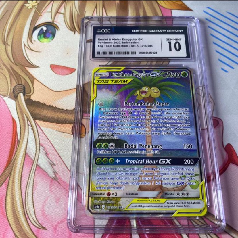 Pokemon ID SM AC3a Rowlet & Alolan Exeggutor GX SR AA CGC 10 PSA