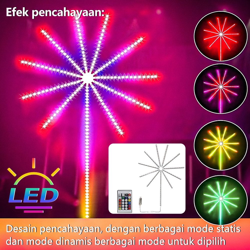 LED Neon Kembang Api Tabung Musik Strip Kembang Api Lampu Strip Kembang Api Dapat Dikendalikan dari 