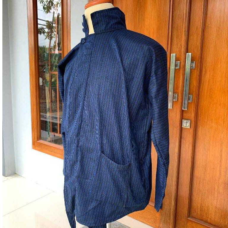 Baju Surjan Lurik Biru Pria Dewasa/Baju Lurik Adat Jawa/ Surjan Jogja Lurik Biru/Baju Jawa Pria