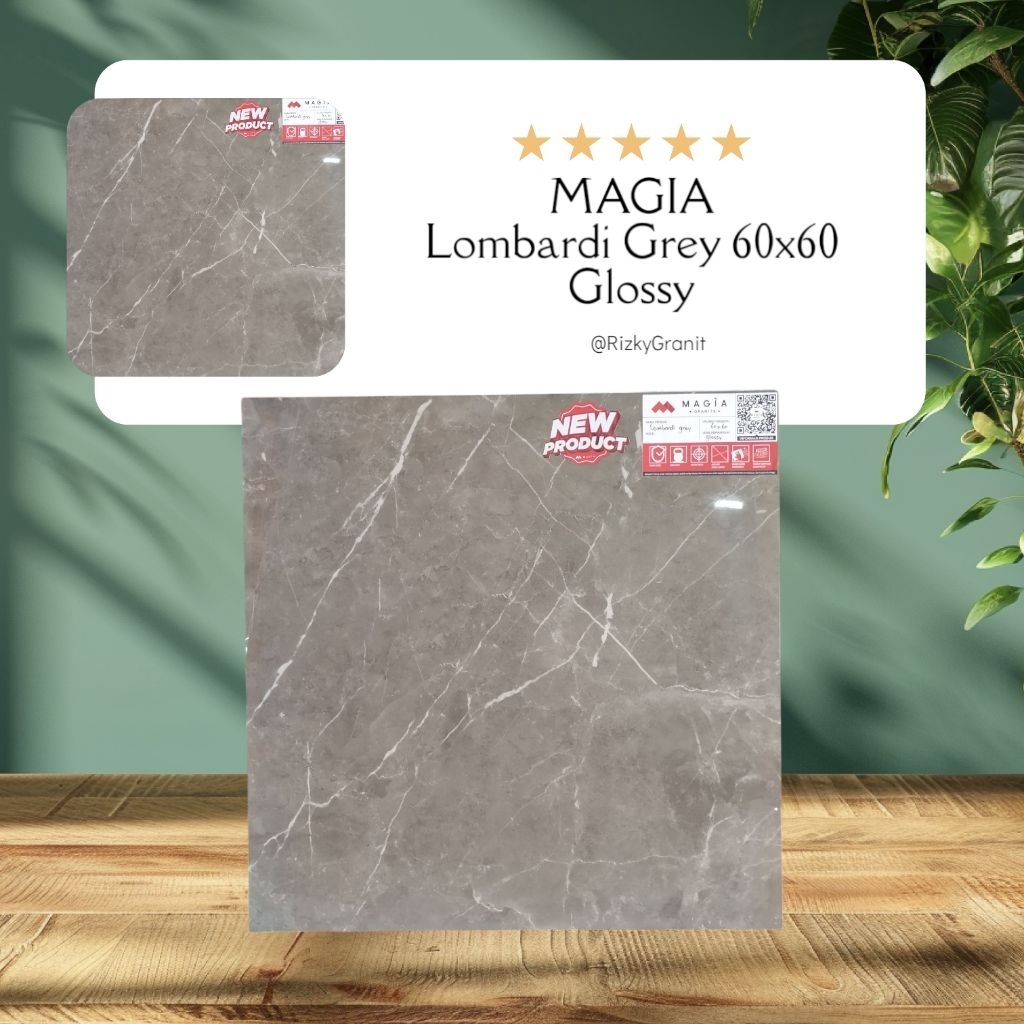Granit Magia Lantai 60x60 Lombardi Grey (Glossy/Licin)