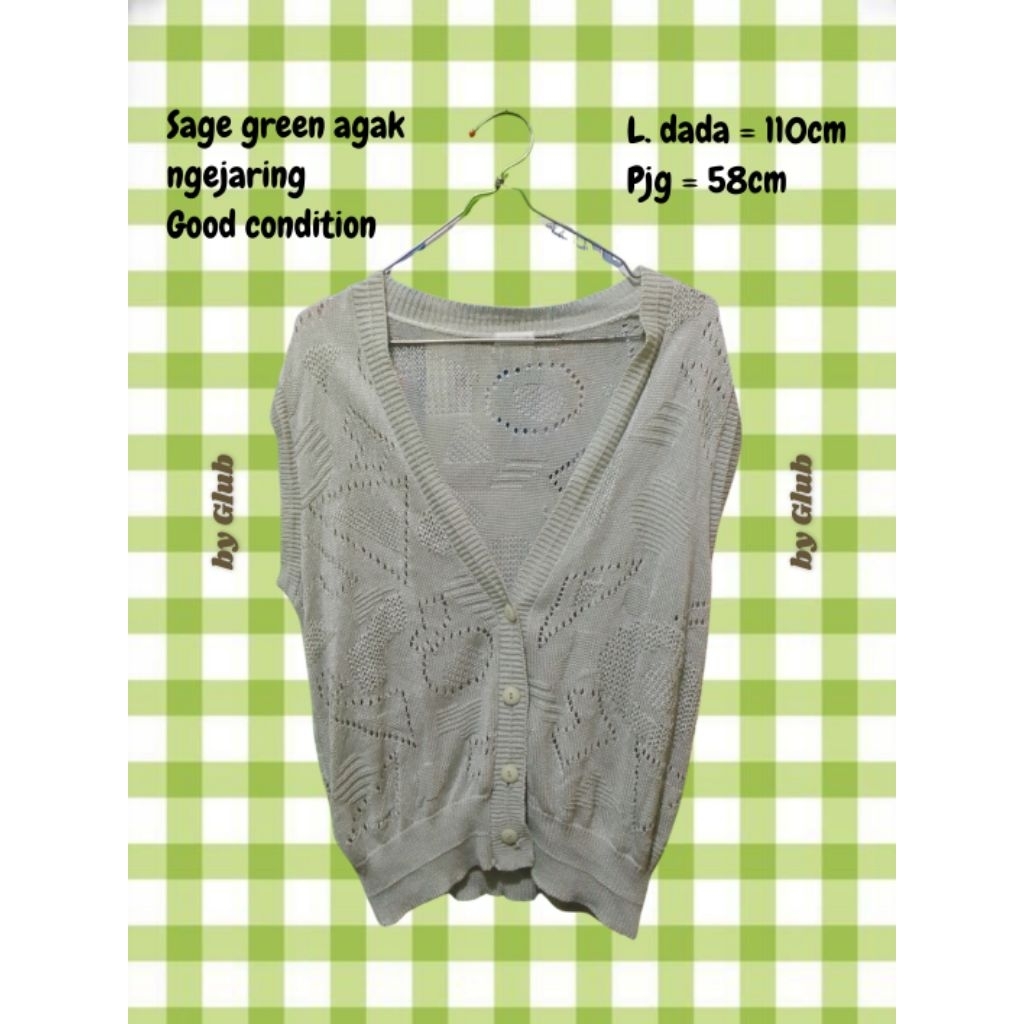 Preloved – OUTER VEST SAGE GREEN JARING