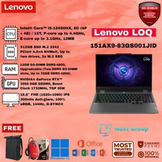 LENOVO LOQ 151AX9 15-12450HX RTX 2050 4GB 12GB 512SSD 15" IPS 100SRGB-LAPTOP, 12GB/512GB
